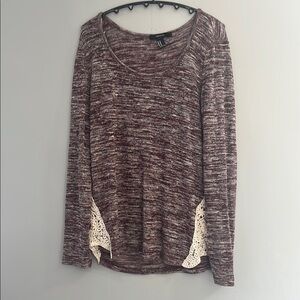 Women's Maroon Long Sleeve Top with ace Accents